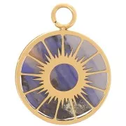 Pendente con incastonatura - motivo sole - cabochon piatto da 10 mm - Acciaio inossidabile 304 Dorato x1
