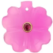 Pendente trifoglio 21 mm - Calcedonio rosa - Granato