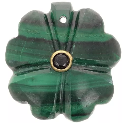 Pendente trifoglio 21mm - Malachite - Onice nera