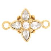 Distanziatore fiore 10x14 mm con ossidi di zirconio - dorato oro fino - cristallo