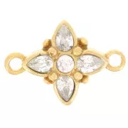 Distanziatore fiore 10x14 mm con ossidi di zirconio - dorato oro fino - cristallo