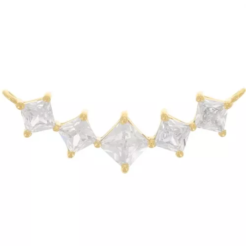 Distanziatore diamantato con zirconi 32x10 mm - Dorato oro fino - Cristallo