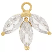 Ciondolo con petali zirconi da 14 mm - Dorato oro fino - Cristallo x1