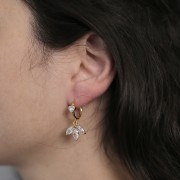 Ciondolo con petali zirconi da 14 mm - Dorato oro fino - Cristallo x1