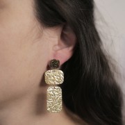 Pendente rettangolare martellato 27x17 mm - Acciaio inossidabile 316L dorato x2