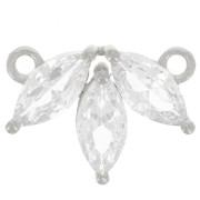 Distanziatore petali zirconi11x14,5 mm - Argento 925 - Cristallo x1