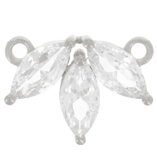 Distanziatore petali zirconi11x14,5 mm - Argento 925 - Cristallo x1