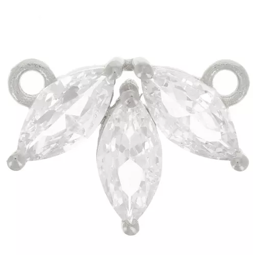 Distanziatore petali zirconi11x14,5 mm - Argento 925 - Cristallo x1