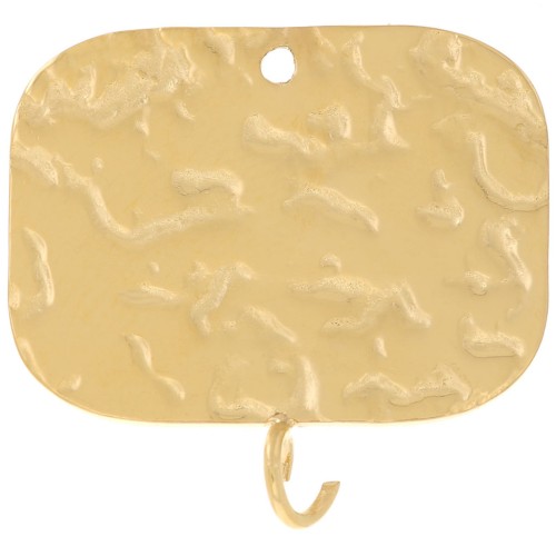 Pendente rettangolo 19x20 mm - Acciaio inossidabile 316L dorato x2