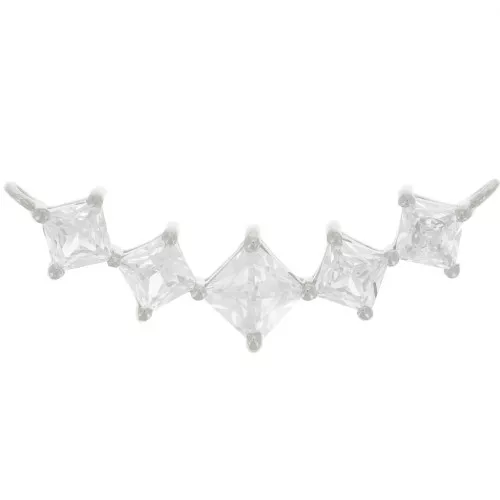 Distanziatore in zircone diamantato 32x10 mm - Argento 925 - Cristallo x1