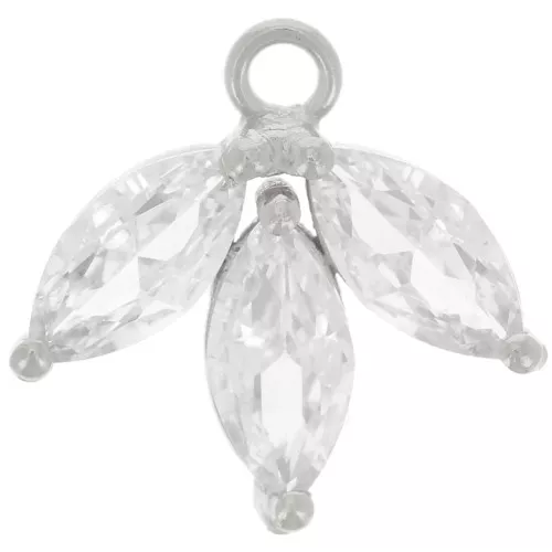 Ciondoli petali di ossido di zirconio da 14 mm - Argento 925 - Cristallo x1