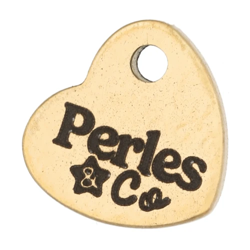 Breloques personnalisées coeur 7x8 mm - Logo complexe - Acier inox 304 Doré x100