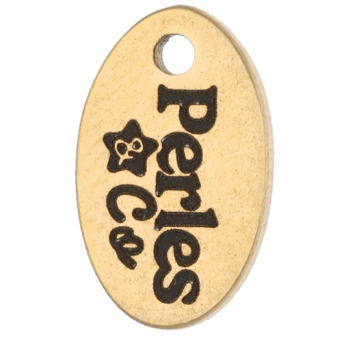 Breloques personnalisées ovale 10x6 mm - Logo complexe - Acier inox 304 Doré x100