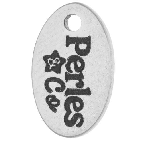 Breloques personnalisées ovale 10x6 mm - Logo complexe - Acier inoxydable 304 x100