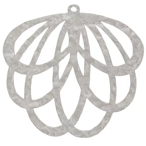 Ciondolo a forma di foglia traforata 29x30 mm - Acciaio inossidabile 316L x1