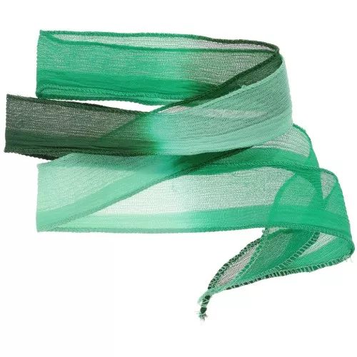 Nastro di seta da 25 mm - Legatura e tintura - Verde chiaro - Verde scuro x85cm