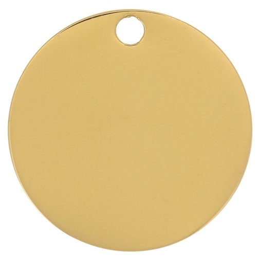 Ciondolo a medaglia incidibile 15 mm - Acciaio inossidabile 316L placcato oro x1