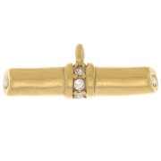 Pendente a barra 8x21 mm con strass - Acciaio inossidabile 316 Dorato - Cristallo x1