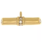 Pendente a barra 8x21 mm con strass - Acciaio inossidabile 316 Dorato - Cristallo x1