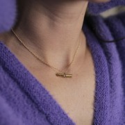 Ciondolo a barra 8x21 mm con strass - Acciaio inossidabile 316L dorato - Cristallo x1