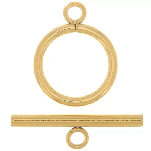 Chiusura a T per bracciale o collana da 16 mm - Acciaio inossidabile placcato oro 304L x1