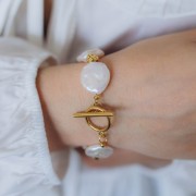 Chiusura a T per bracciale o collana da 16 mm - Acciaio inossidabile placcato oro 304L x1