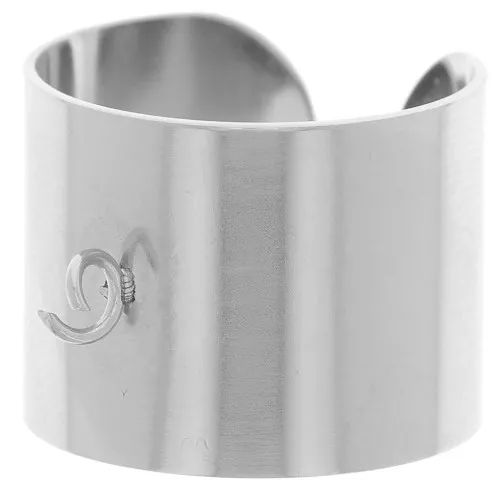 Anello regolabile largo 15 mm con anello aperto - Taglie da 52 a 58 - Acciaio inossidabile 316L x1