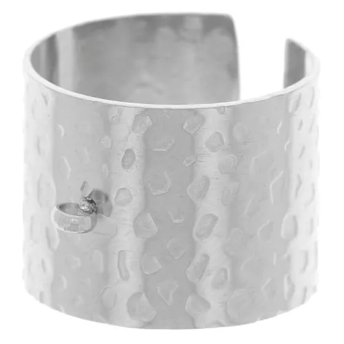 Anello largo martellato regolabile 15 mm - anello chiuso - da T52 a 58 - acciaio inox 316L x1