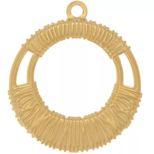 Pendentif rond évidé 30 mm effet tressé - Acier inoxydable 304L Doré x1