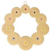 Ciondoli rotondi incavati e testurizzati da 40 mm con strass - Acciaio inossidabile 316L Gold x2|raw }}