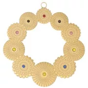 Ciondoli rotondi incavati e testurizzati da 40 mm con strass - Acciaio inossidabile 316L Gold x2