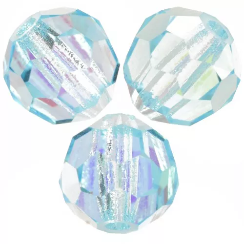 Perline sfaccettate rotonde Preciosa - Round Bead 6 mm - Aqua Bohemica AB x6