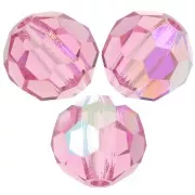 Perline sfaccettate rotonde Preciosa - Round Bead 6 mm - Rosa AB x6