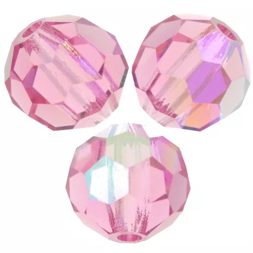 Perline sfaccettate rotonde Preciosa - Round Bead 6 mm - Rosa AB x6