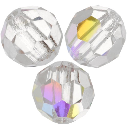 Perline sfaccettate rotonde Preciosa - Round Bead 6 mm - Crystal AB x6