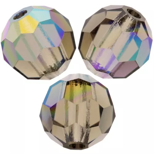 Perline sfaccettate rotonde Preciosa - Round Bead 6 mm - Black Diamond AB x6
