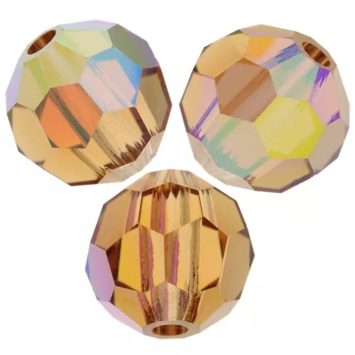Perline sfaccettate rotonde Preciosa - Round Bead 6 mm - Light Colorado Topaz AB x