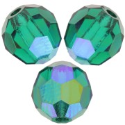 Perline sfaccettate rotonde Preciosa - Round Bead 6 mm - Emerald AB x6