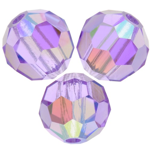 Perline sfaccettate rotonde Preciosa - Round Bead 6 mm - Viola AB x6