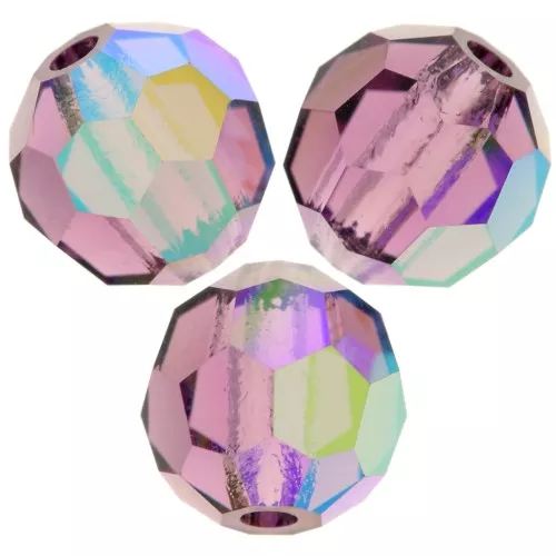 Perline sfaccettate rotonde Preciosa - Round Bead 6 mm - Amethyst AB x6