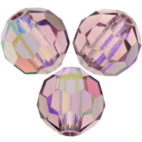 Perline sfaccettate rotonde Preciosa - Round Bead 6 mm - Light Amethyst AB x6