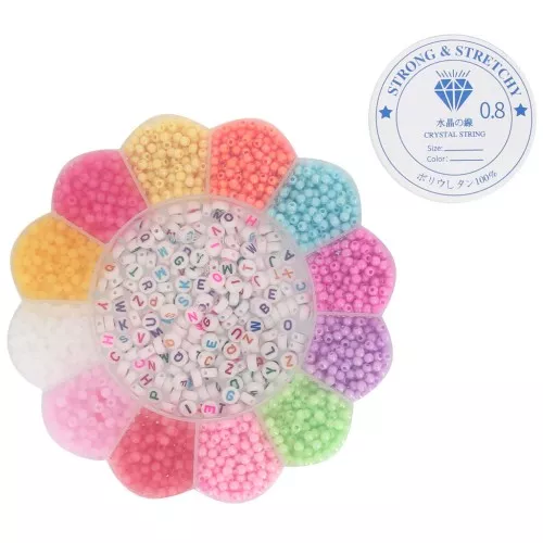 Kit di 2650 perline da 7 mm per lettere e perline rotonde per braccialetti dell'amicizia -Multicolore