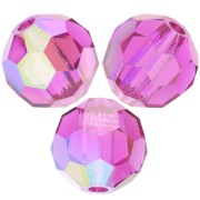 Perline sfaccettate rotonde Preciosa - Round Bead 6 mm - Fuchsia AB x6