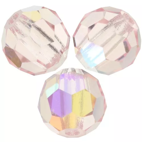 Perline sfaccettate rotonde Preciosa - Round Bead 6 mm - Light Rose AB x6