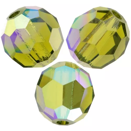 Perline sfaccettate rotonde Preciosa - Round Bead 6 mm - Olivine AB x6