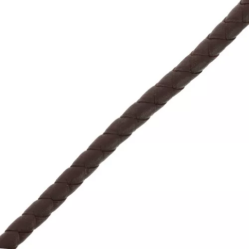 Cordoncino in pelle intrecciato 8 mm - Marrone x 50 cm
