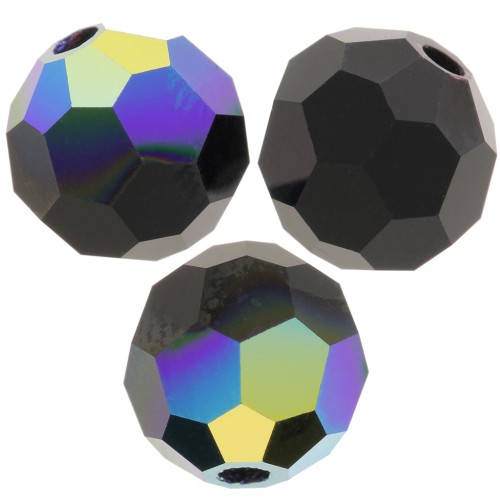 Perline sfaccettate rotonde Preciosa - Round Bead 6 mm - Jet AB x6