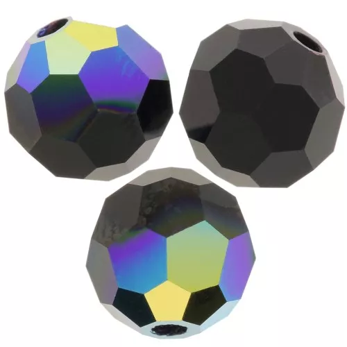 Perline sfaccettate rotonde Preciosa - Round Bead 6 mm - Jet AB x6