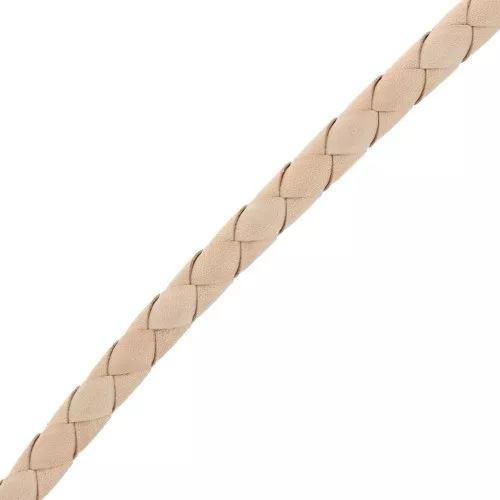 Cordoncino in pelle intrecciato 8 mm - Naturale x 50 cm