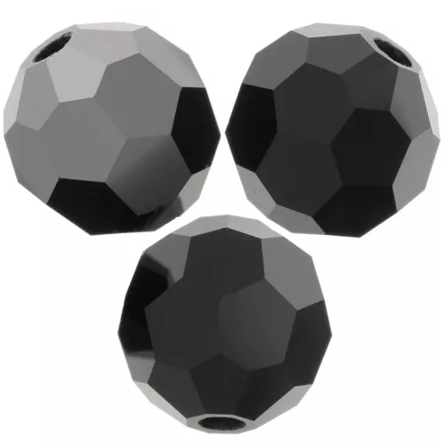 Perline sfaccettate rotonde Preciosa - Round Bead 6 mm - Jet Hematite Half x6